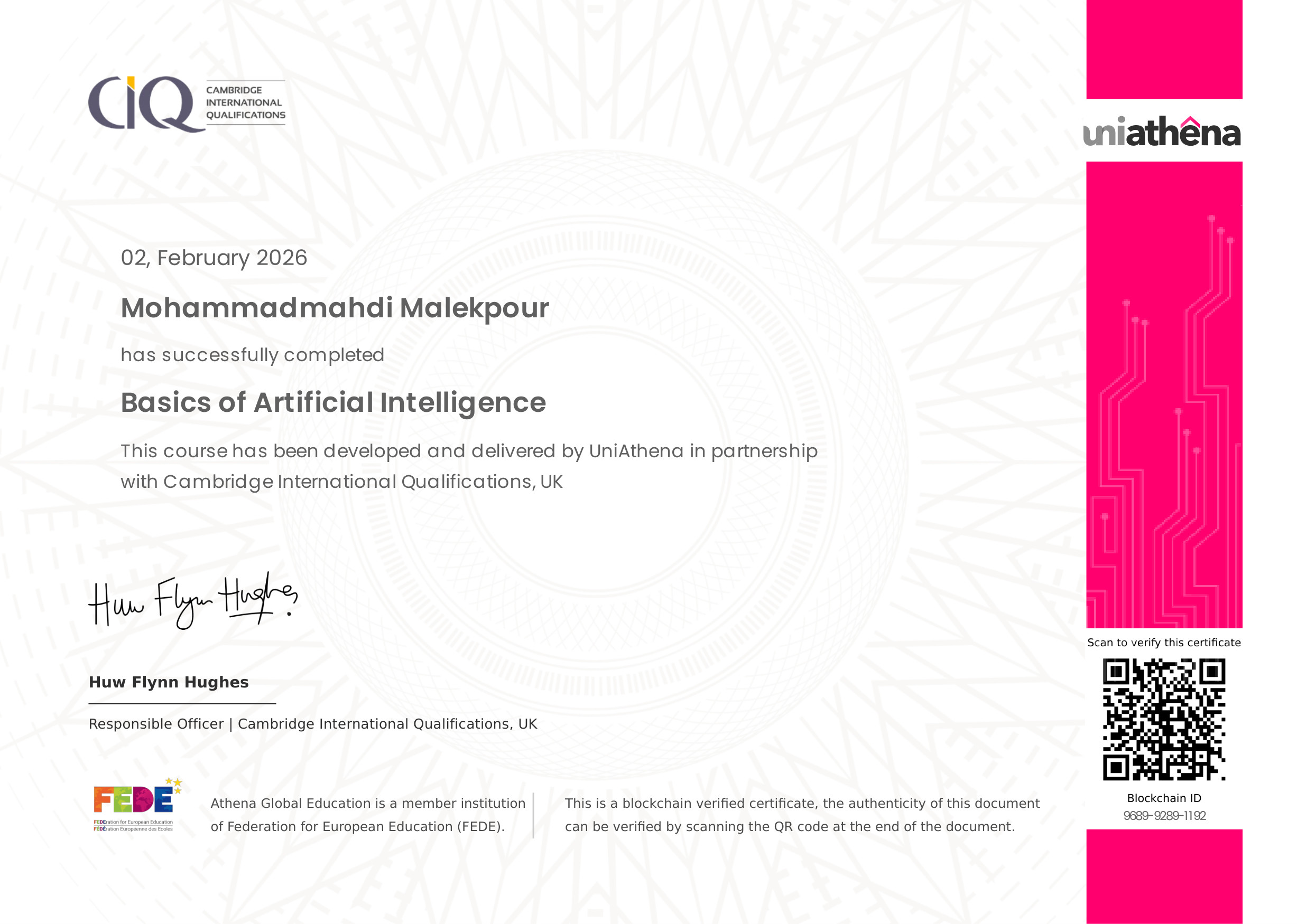 مدرک هوش مصنوعی